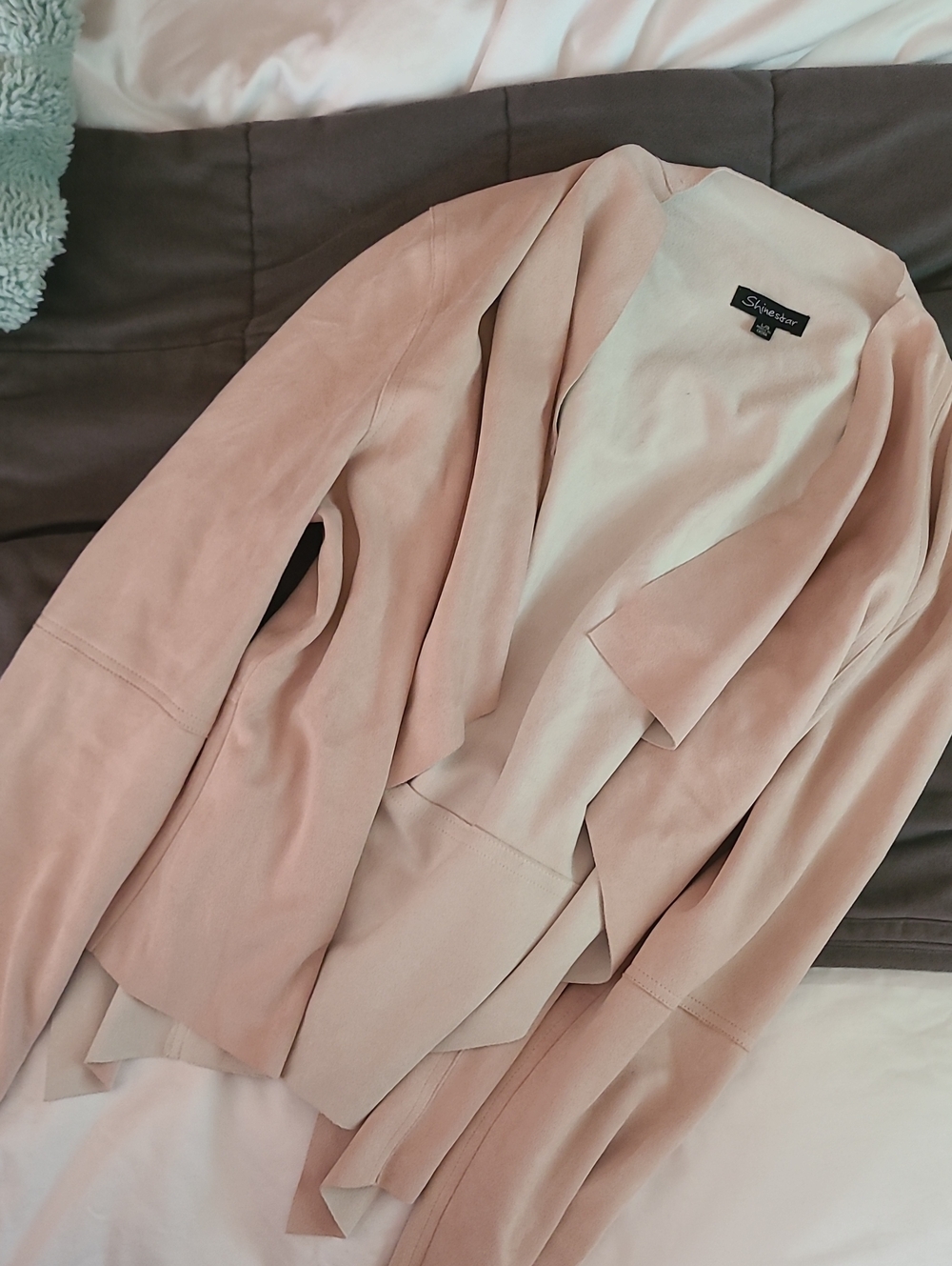 Shinestar Blush Pink Open Drape Blazer